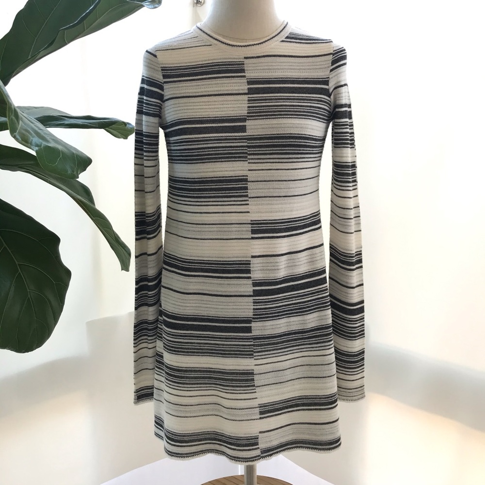 Free People LS stripe knit sweater mini dress